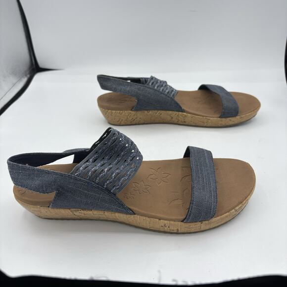 Skechers Sandals Womens Size 9 Luxe Foam Brie Most Wanted Cork Wedge Gray 119013 - Picture 8 of 10